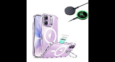 iPhone 17 Bundle Classic Hybrid Magnetic Case (Camera Control, Stash Stand) and Magnetic Charging Pad (Qi2) - Clear