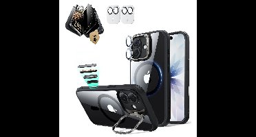 iPhone 17 Bundle Classic Hybrid Magnetic Case (Stash Stand) and Armorite Pro Privacy Screen Protector - Clear Black