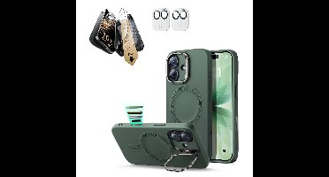 iPhone 17 Bundle Cloud Soft Magnetic Case (Camera Control, Stash Stand) and Armorite Pro Screen Protector - Olive Green