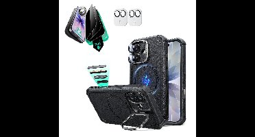 iPhone 17 Bundle Cyber Tough Magnetic Case (Camera Control, Stash Stand) and Armorite Privacy Screen Protector - Black