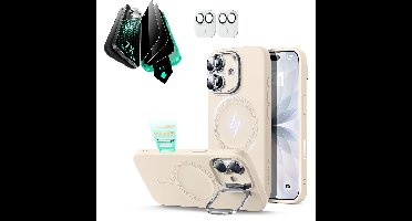 iPhone 17 Cloud Soft Magnetic Case (Camera Control, Stash Stand) Armorite Privacy Protection Bundle - Light Tan