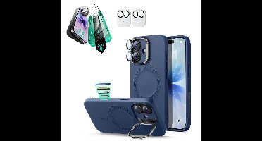 iPhone 17 Cloud Soft Magnetic Case (Camera Control, Stash Stand) Armorite Protection Bundle - Navy Blue