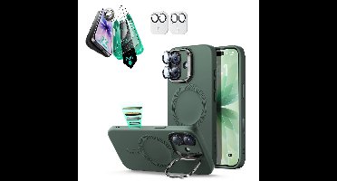 iPhone 17 Cloud Soft Magnetic Case (Camera Control, Stash Stand) Armorite Protection Bundle - Olive Green