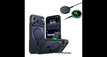 iPhone 17 Pro Bundle Classic Hybrid Magnetic Case (Camera Control, Stash Stand) and Magnetic Charging Pad (Qi2) - Frosted Black