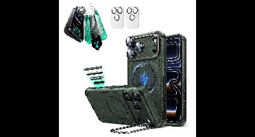 iPhone 17 Pro Bundle Cyber Tough Magnetic Case (Camera Control, Stash Stand) and Armorite Screen Protector - Olive Green