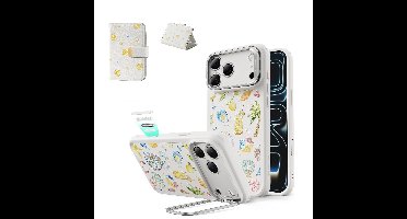 iPhone 17 Pro Classic Hybrid Magnetic Case (Camera Control, Stash Stand) & Aura Clutch Magnetic Wallet - Coastal Summer