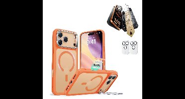 iPhone 17 Pro Max Bundle Classic Hybrid Magnetic Case (Camera Control, Stash Stand) and Armorite Pro Screen Protector - Frosted Orange
