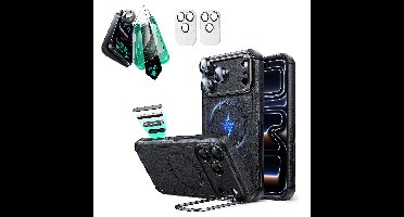 iPhone 17 Pro Max Bundle Cyber Tough Magnetic Case (Camera Control, Stash Stand) and Armorite Screen Protector - Black