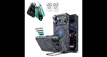 iPhone 17 Pro Max Bundle Cyber Tough Magnetic Case (Camera Control, Stash Stand) and Armorite Screen Protector - Space Gray