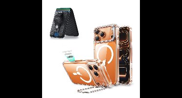 iPhone 17 Pro Max Classic Hybrid Magnetic Case (Camera Control, Stash Stand) with Wallet Stand Bundle - Clear