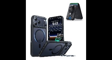 iPhone 17 Pro Max Classic Hybrid Magnetic Case (Camera Control, Stash Stand) with Wallet Stand Bundle - Frosted Black