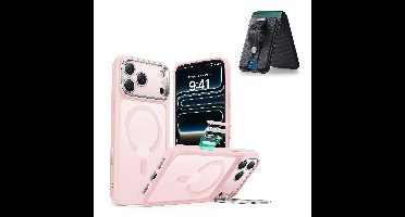 iPhone 17 Pro Max Classic Hybrid Magnetic Case (Camera Control, Stash Stand) with Wallet Stand Bundle - Frosted Bubblegum Pink