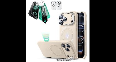iPhone 17 Pro Cloud Soft Magnetic Case (Camera Control, Stash Stand) Armorite Protection Bundle - Light Tan