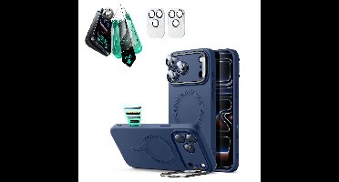 iPhone 17 Pro Max Cloud Soft Magnetic Case (Camera Control, Stash Stand) Armorite Protection Bundle - Navy Blue