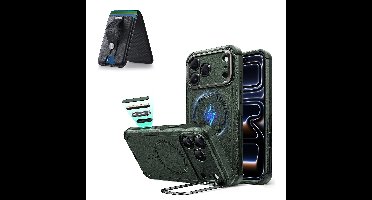 iPhone 17 Pro Max Cyber Tough Magnetic Case (Camera Control, Stash Stand) with Wallet Stand Bundle - Olive Green