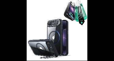 iPhone 17e Bundle Classic Hybrid Magnetic Case (Stash Stand) and Armorite® Screen Protector - Clear Black