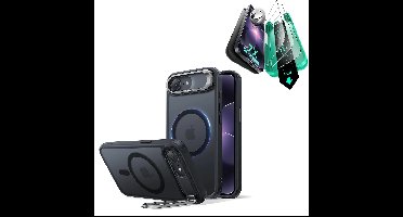 iPhone 17e Bundle Classic Hybrid Magnetic Case (Stash Stand) and Armorite® Screen Protector - Frosted Black