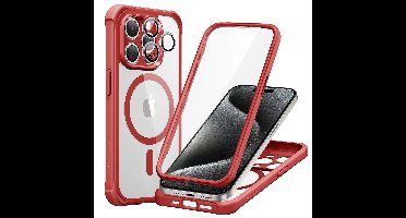 iPhone 15 Pro Armor Tough Case (HaloLock) - Clear Red