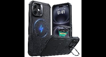 iPhone 16 Cyber Tough Magnetic Case (Camera Control, Stash Stand) - Black