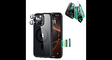 iPhone 16 Pro Max Classic Hybrid Magnetic Case (Camera Control) & Screen Protection Bundle - Clear Black