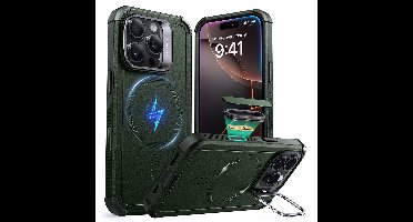 iPhone 16 Pro Max Cyber Tough Magnetic Case (Camera Control, Stash Stand) - Army Green