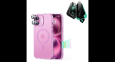 iPhone 16 Plus Classic Hybrid Magnetic Case (Camera Control) & Privacy Screen Protector Bundle - Frosted Pink