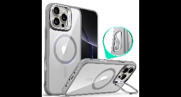 iPhone 16 Pro Max Classic Hybrid Magnetic Case (Camera Control, Stash Stand) - Clear Grey