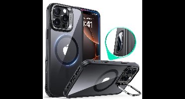 iPhone 16 Pro Max Classic Hybrid Magnetic Case (Camera Control, Stash Stand) - Clear Black
