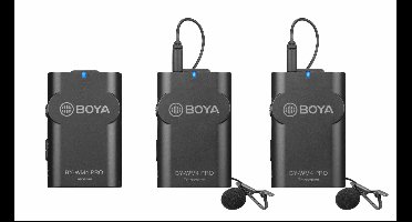 BOYA WM4 Pro K2 draadloze microfoon met 2 zenders - voor smartphone / camera / PC