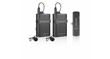 BOYA BY-WM4 Pro K4 draadloze microfoon-set met 2 zenders en Lightning-ontvanger voor iPhone