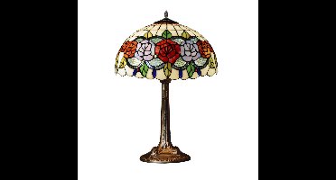 Alexandra Lighting - Rubberen Voet Tafellamp Met Tiffany Scherm Diameter 40 Cm Rosy Serie