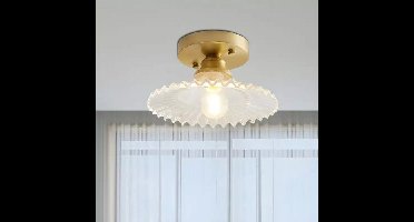 Vintage Helder Glazen Geribbelde Plafondlamp