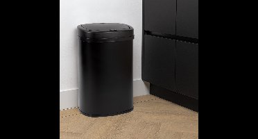 BluMill Sensor Prullenbak 50L, zwarte prullenbak met sensor