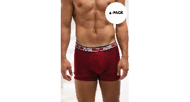 Puma Dual Logo Boxershort 4-Pack Heren Burgundy/Zwart - Maat M - Kleur: RoodWitZwart | Soccerfanshop