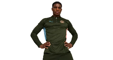 Manchester City 1/4-Zip Trainingstop Senior 2024/2025 Groen - Maat XS - Kleur: Donkergroen | Soccerfanshop