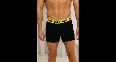 Puma Everyday Basic Boxershort Heren 3-Pack Black Pop - Maat L - Kleur: ZwartGeelBlauwOranje | Soccerfanshop