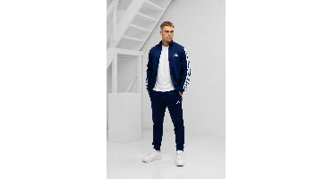Adidas French Terry Trainingspak Heren Donkerblauw - Maat L - Kleur: Donkerblauw | Soccerfanshop
