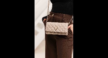 Guess Giully Mini Crossbody Tas Dames Beige - Kleur: Beige | Soccerfanshop