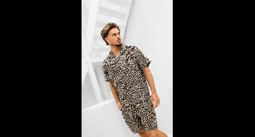 Lacoste Overhemd Heren Zwart/Beige - Maat M - Kleur: BeigeZwart | Soccerfanshop