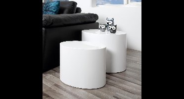 Bendt Ovale Salontafel Petrine Set van 2 stuks - Hoogglans wit - Ovaal