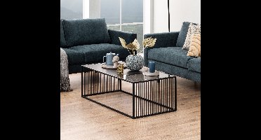 Bendt Salontafel Esme Marmerlook en rookglas, 120 x 60cm - zwart