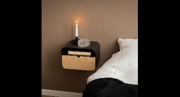 Bendt Zwevend Nachtkastje Nonny Bamboe en staal - Zwart