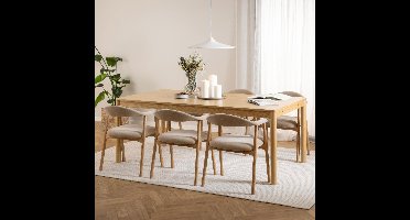 Bendt Uitschuifbare Eettafel Jerad Eiken, 200/250/300 x 100cm - Naturel - Japandi