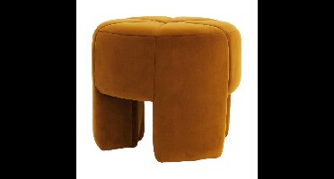 Light & Living Poef Batoemi Velvet, Ø51cm - Okergeel - Rond