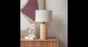 By-Boo Tafellamp Amara Travertin en Linnen, 60cm - Natuurlijk