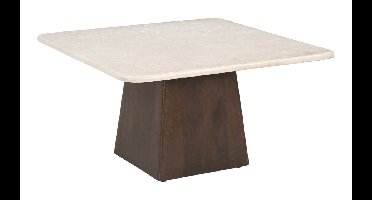 Sohome Vierkante Salontafel Margred Marmer en mangohout, 75 x 75cm - Beige