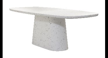 Light & Living Deens Ovale Eettafel Hamura Terrazzo, 220 x 105cm - Wit - Ovaal