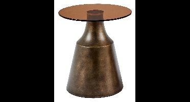 Bendt Ronde Bijzettafel Tameeka Glas en brons staal, 45cm - Bruin