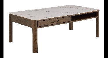 Bendt Salontafel Jawana Marmerlook en eikenfineer, 130 x 70cm - Beige
