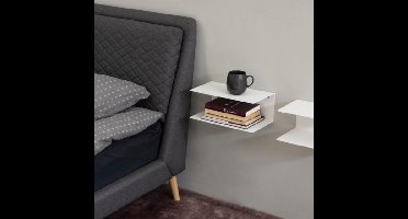 Bendt Wandplankje Nonny met dubbele plank, 35cm, metaal - Wit